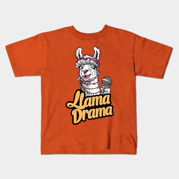 Llama Drama Kids T-Shirt by TeTreasures